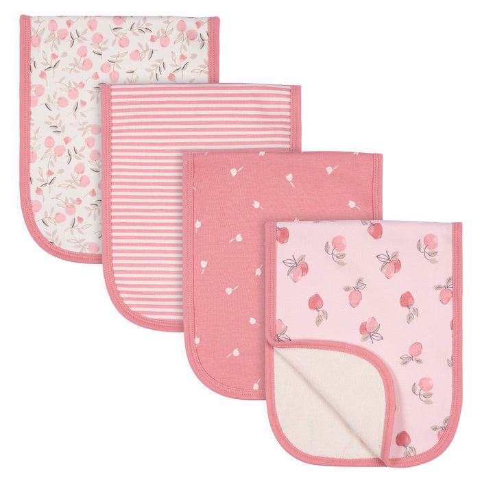 Gerber Baby 4 Pk Floral Terry Lined Burp Cloths