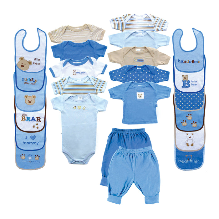 Luvable Friends Baby Boy Layette Gift Cube, Blue Bear 0-3 Months