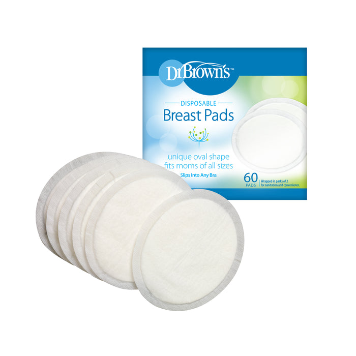 Dr. Brown's Disposable 1-Use Absorbent Breast Pads for Breastfeeding & Leaking, 60 pcs