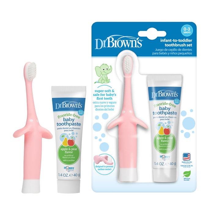 Dr. Brown’s Infant-to-Toddler Training Toothbrush Set with Fluoride-Free Baby Toothpaste