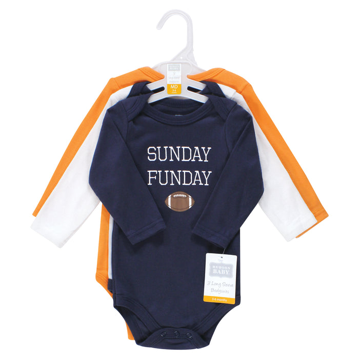 Hudson Baby Cotton Long-Sleeve Bodysuits, Fall Winter Sports 3-Pack