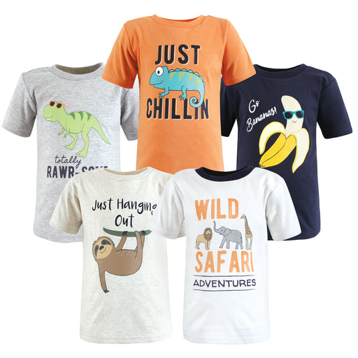 Hudson Baby Infant and Toddler Boy Short Sleeve T-Shirts, Cool Safari
