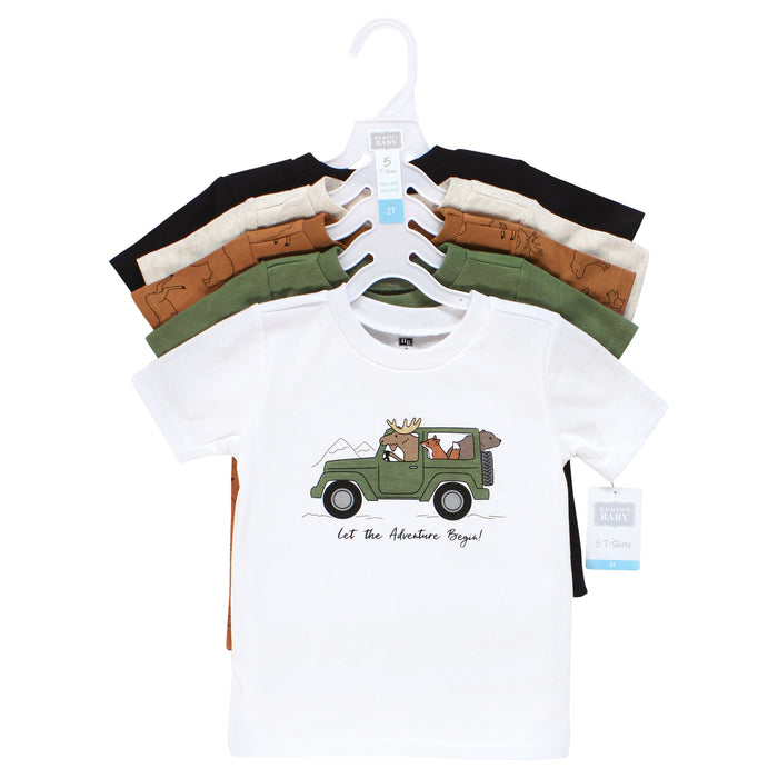 Hudson Baby Infant and Toddler Boy Short Sleeve T-Shirts, Animal Adventure