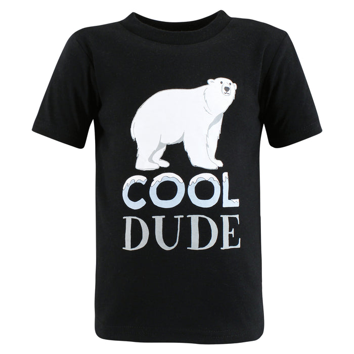 Hudson Baby Boy Short Sleeve T-Shirts, Winter Penguin Moose