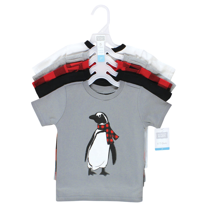 Hudson Baby Boy Short Sleeve T-Shirts, Winter Penguin Moose