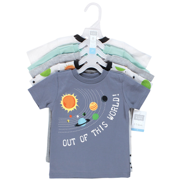 Hudson Baby Infant and Toddler Boy Short Sleeve T-Shirts, Solar System Shark