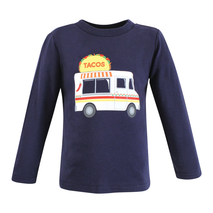 Hudson Baby Infant and Toddler Boy Long Sleeve T-Shirts, Fun Food