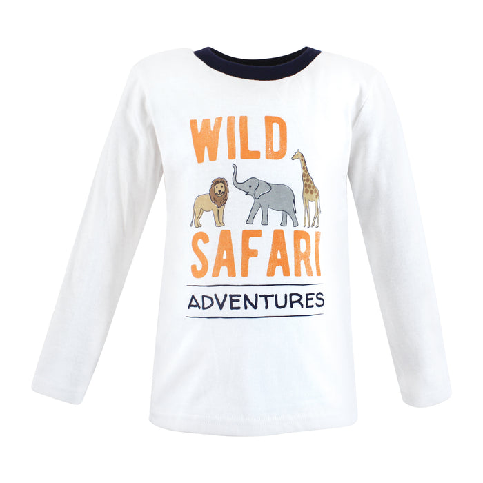 Hudson Baby Infant and Toddler Boy Long Sleeve T-Shirts, Cool Safari
