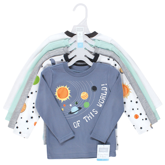 Hudson Baby Infant and Toddler Boy Long Sleeve T-Shirts, Solar System Shark
