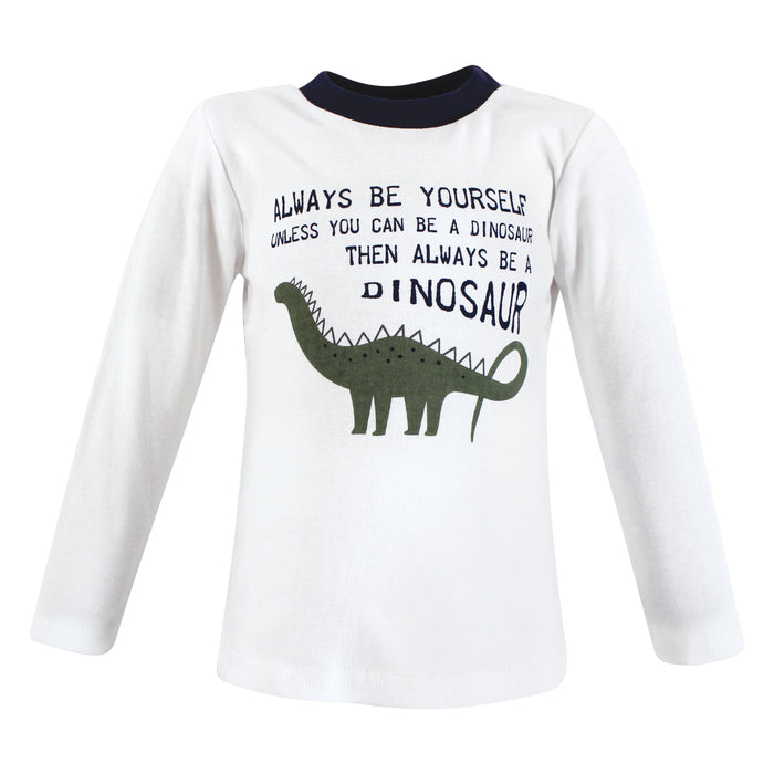 Hudson Baby Infant and Toddler Boy Long Sleeve T-Shirts, Construction Dino