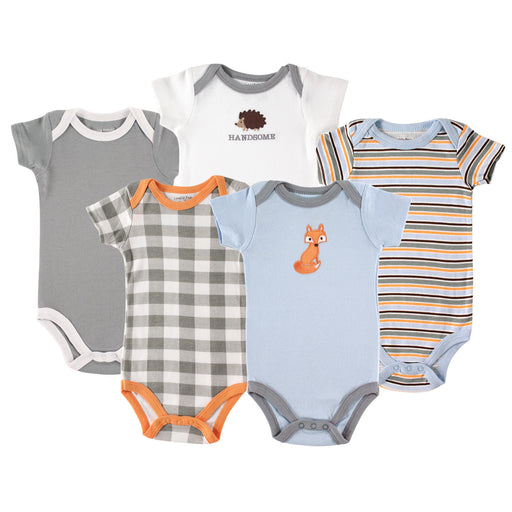 Luvable Friends Baby Boy Cotton Bodysuits 5-Pack, Fox