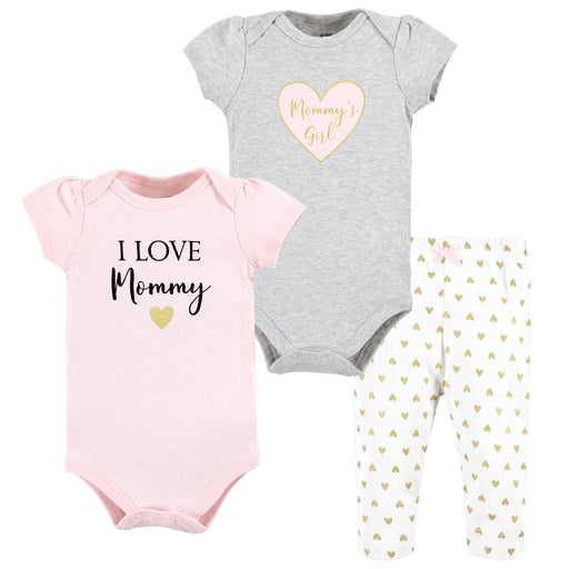Hudson Baby Infant Girl Cotton Bodysuit and Pant Set, Girl Mommy