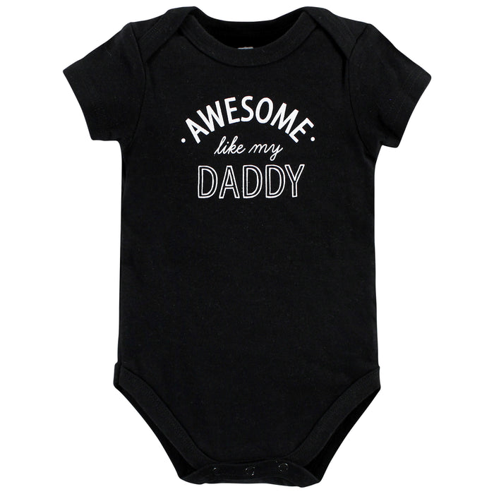 Hudson Baby Infant Boy Cotton Bodysuits, Mom Dad Moon Back 3-Pack