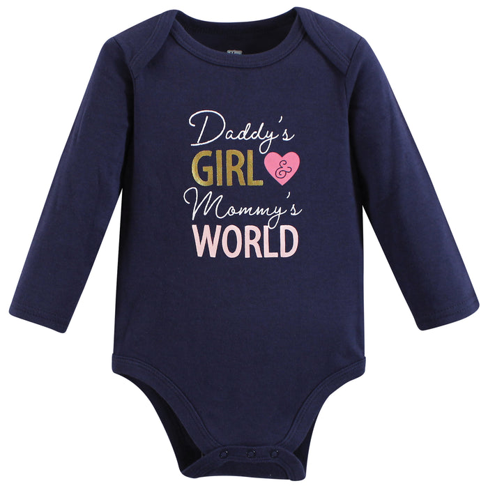 Hudson Baby Infant Girl Cotton Long-Sleeve Bodysuits, Love At First Sight