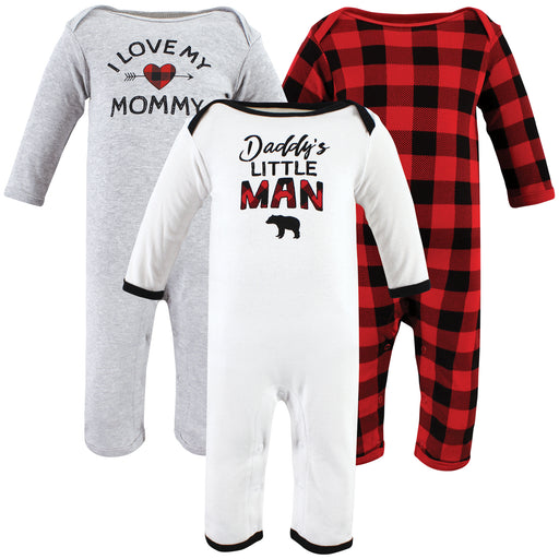 Hudson Baby Infant Boys Cotton Coveralls, Buffalo Plaid Family, 3-Pack