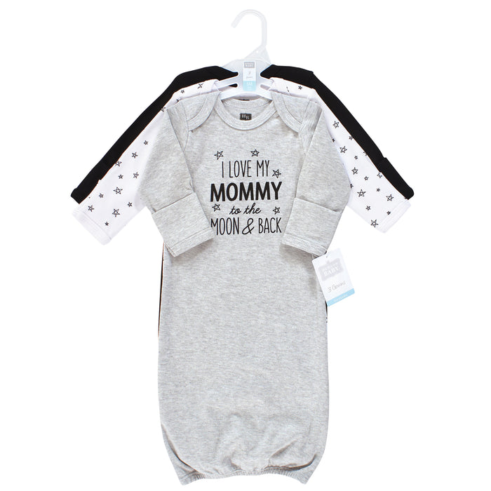 Hudson Baby Infant Boy Cotton Gowns, Mom Dad Moon And Back