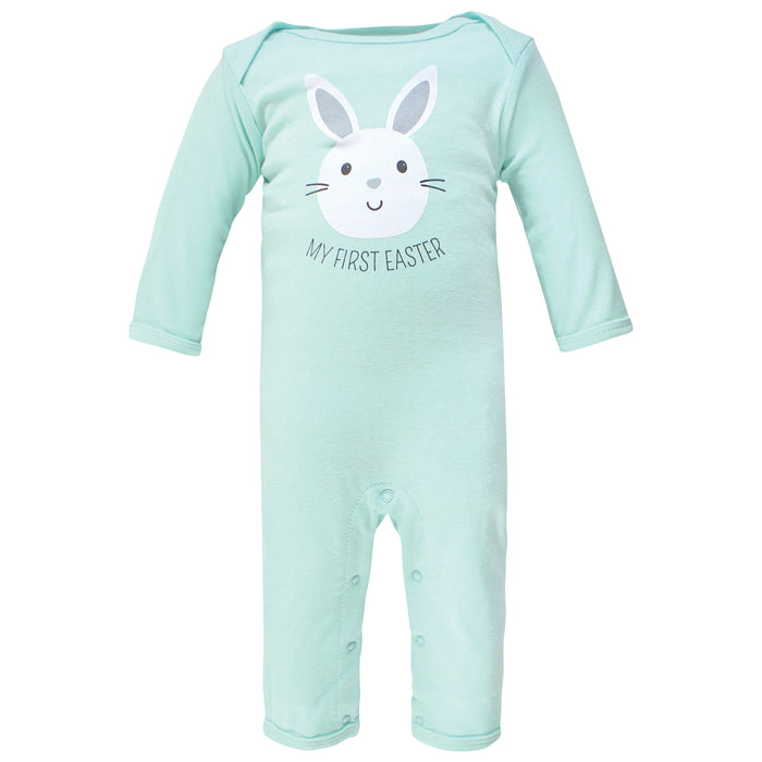 Hudson Baby 3-Pack Cotton Coveralls, Valentine Easter
