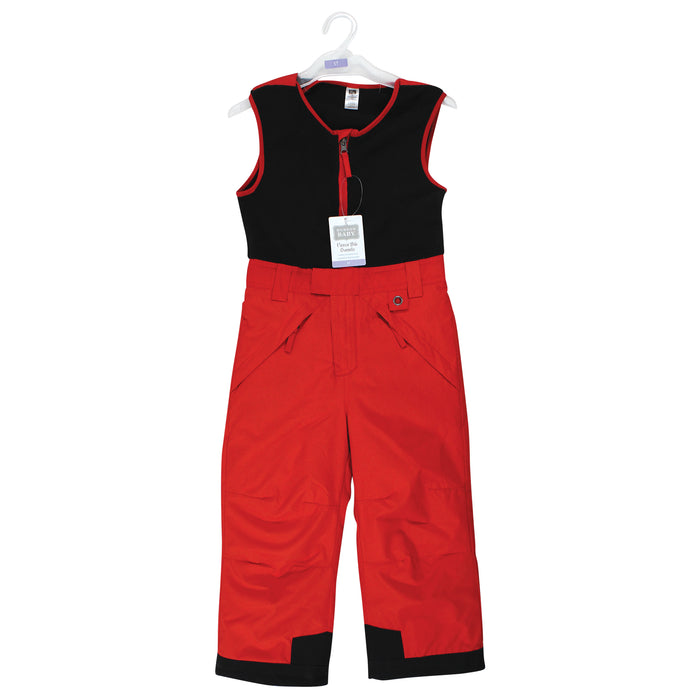 Hudson Baby Gender Neutral Snow Bib Overalls with Fleece Top, Red