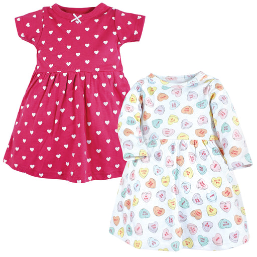 Hudson Baby Infant and Toddler Girl 2-Pack Cotton Dresses, Be Mine Valentine