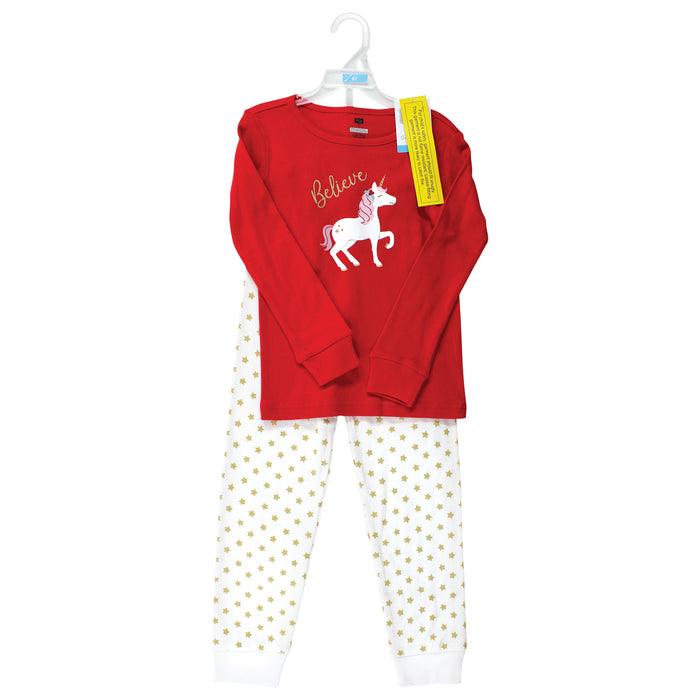 Hudson Baby Infant & Toddler Girl Cotton Pajama Set, Christmas Unicorn