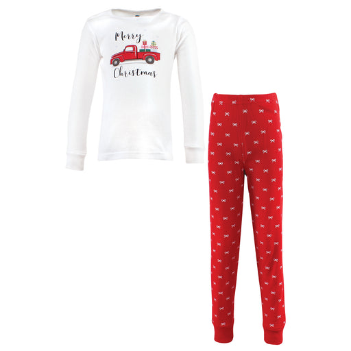 Hudson Baby Infant & Toddler Girl Cotton Pajama Set, Red Truck Bows