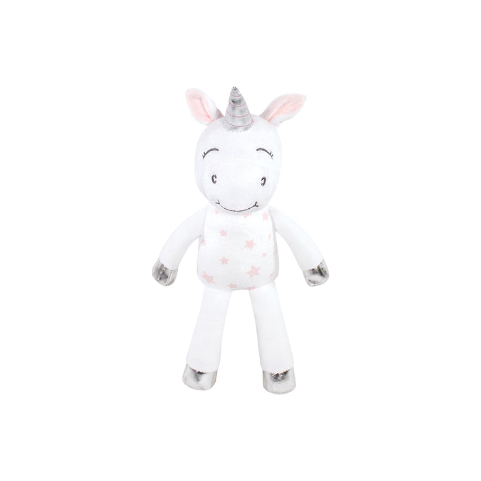 Hudson Baby Infant Girl Plush Bathrobe and Toy Set, White Unicorn, One Size