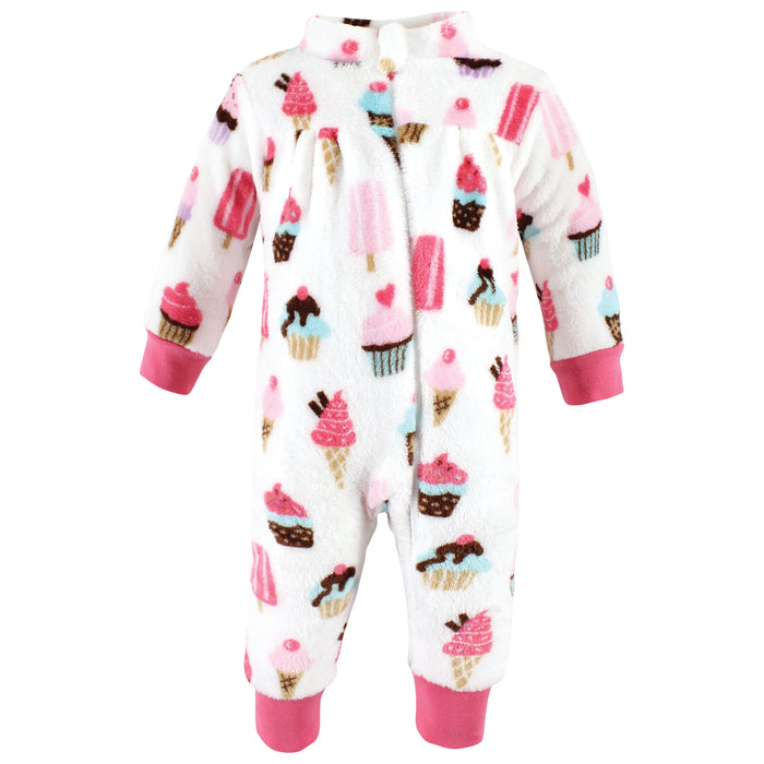 Hudson Baby Infant Girl Plush Jumpsuits, Ice Cream