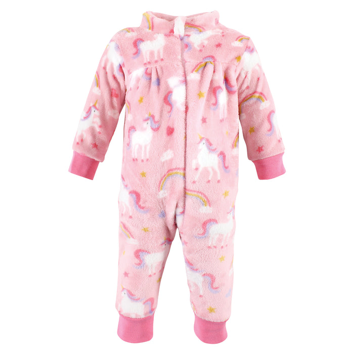 Hudson Baby Infant Girl Plush Jumpsuits, Celestial Unicorn