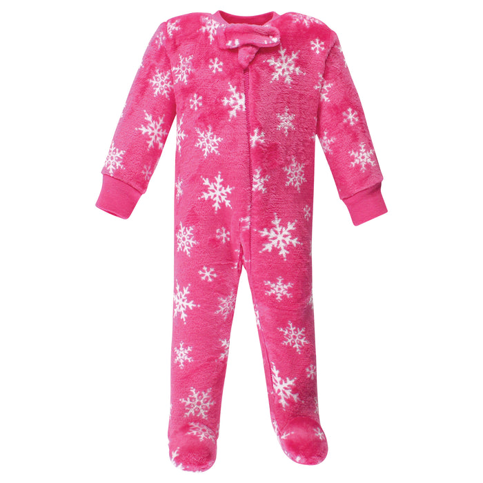 Hudson Baby Infant Girl Plush Sleep and Play, Pink Christmas Lights