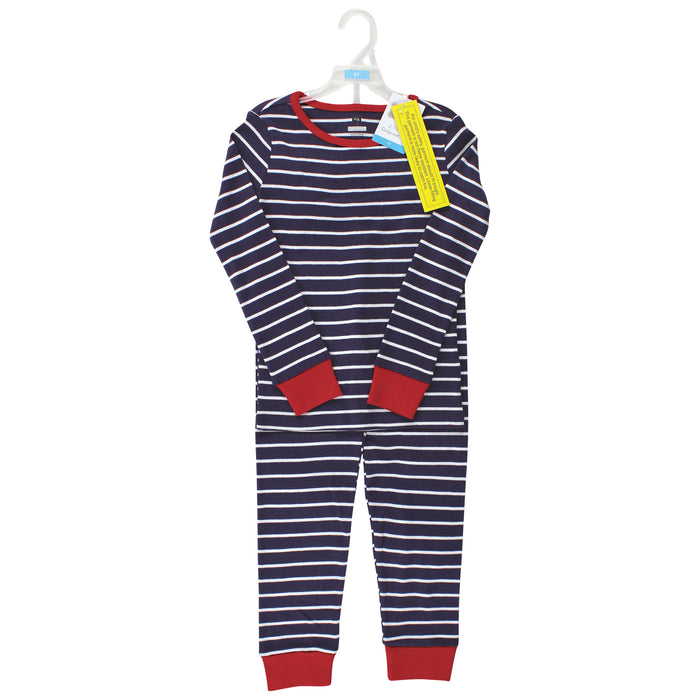 Hudson Baby Infant and Toddler Cotton Pajama Set, Navy Stripe Red