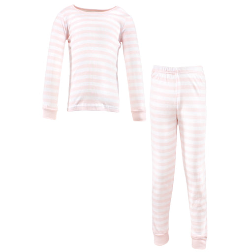 Hudson Baby Infant & Toddler Girl Cotton Pajama Set, Soft Pink Stripe