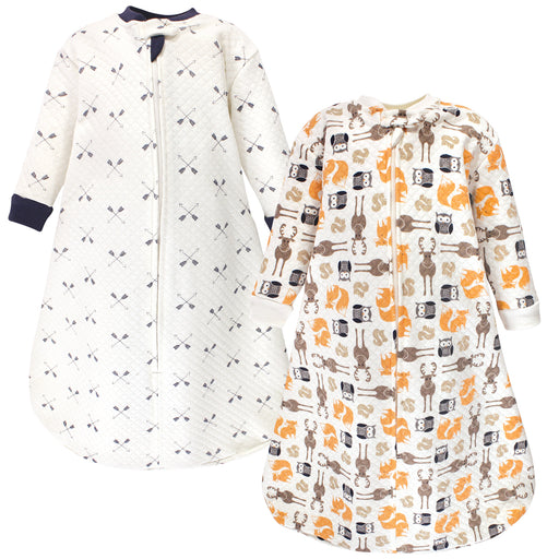 Hudson Baby Premium Quilted Long Sleeve Wearable Blanket 2-Pack, Cream Forest Animals