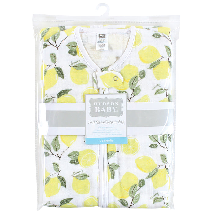 Hudson Baby Long Sleeve Muslin Wearable Blanket, Lemons