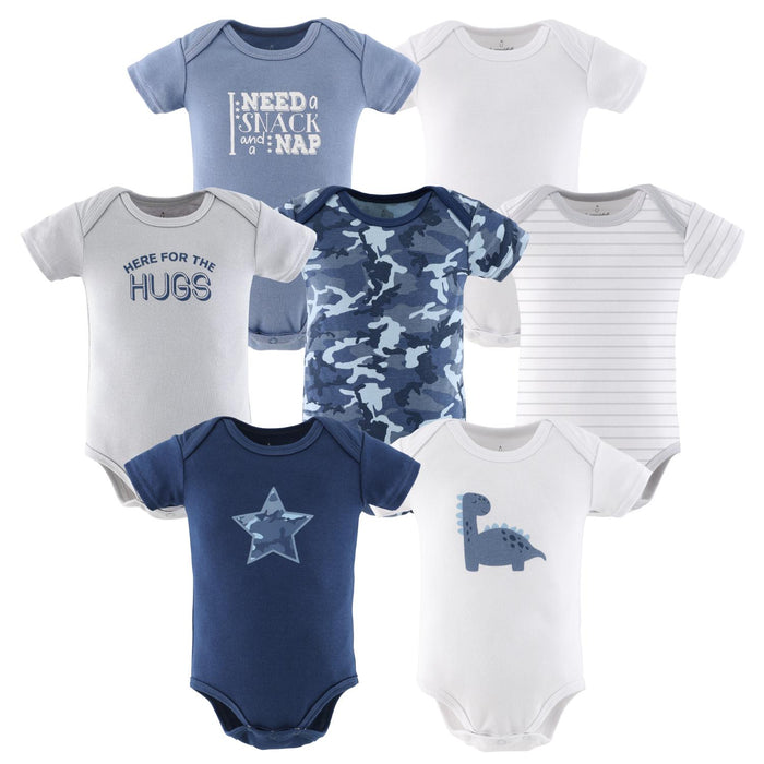 The Peanutshell Baby Bodysuits, 7-Pack, Blue Camo