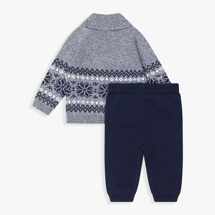 Miniclasix Fair Isle Sweater Top & Pant Set in Blue
