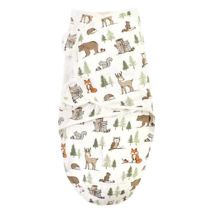 Hudson Baby Cotton Swaddle Wrap, Forest Animals, 0-3 Months 3-Pack