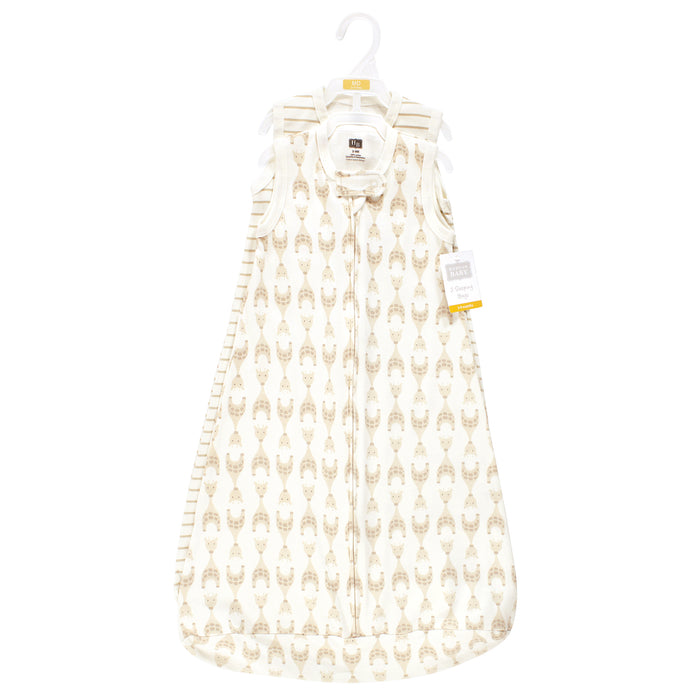 Hudson Baby Interlock Cotton Sleeveless Sleeping Bag, Neutral Giraffe, 2-Pack