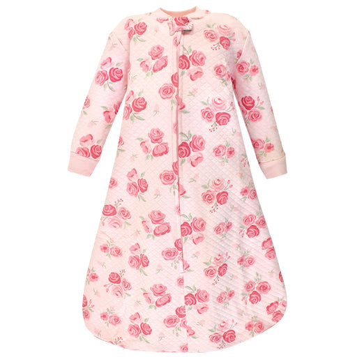 Hudson Baby Infant Girl Premium Quilted Long Sleeve Wearable Blanket, Blush Rose