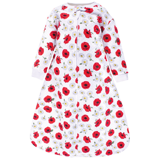Hudson Baby Infant Girl Premium Quilted Long Sleeve Wearable Blanket, Poppy Daisy