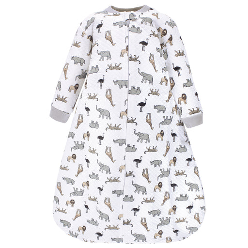 Hudson Baby Premium Quilted Long Sleeve Wearable Blanket, Neutral Safari