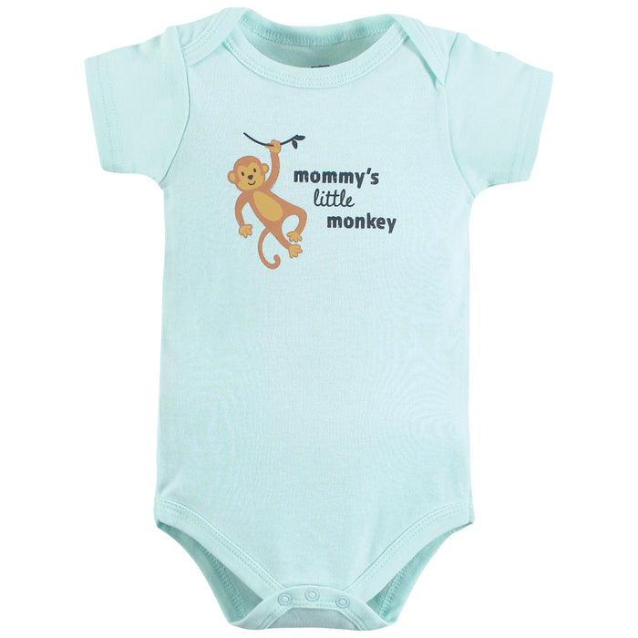 Hudson Baby Infant Boy Cotton Bodysuits, Little Monkey