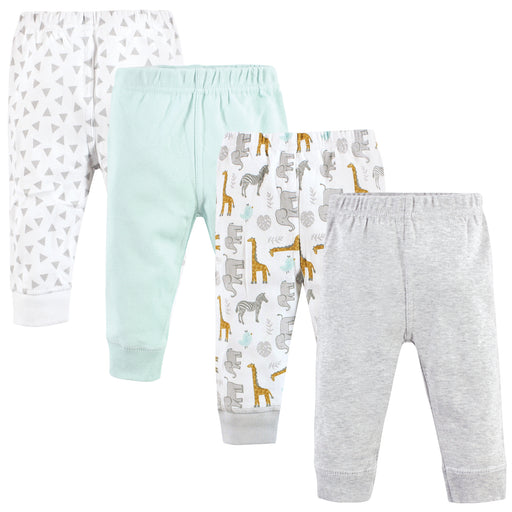 Hudson Baby Cotton Pants and Leggings, Yellow Safari, 4-Pack