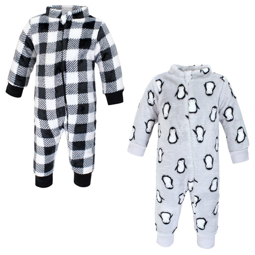 Hudson Baby Infant Boy Plush Jumpsuits, Gray Penguin