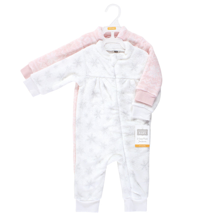 Hudson Baby Infant Girl Plush Jumpsuits, Snowflakes