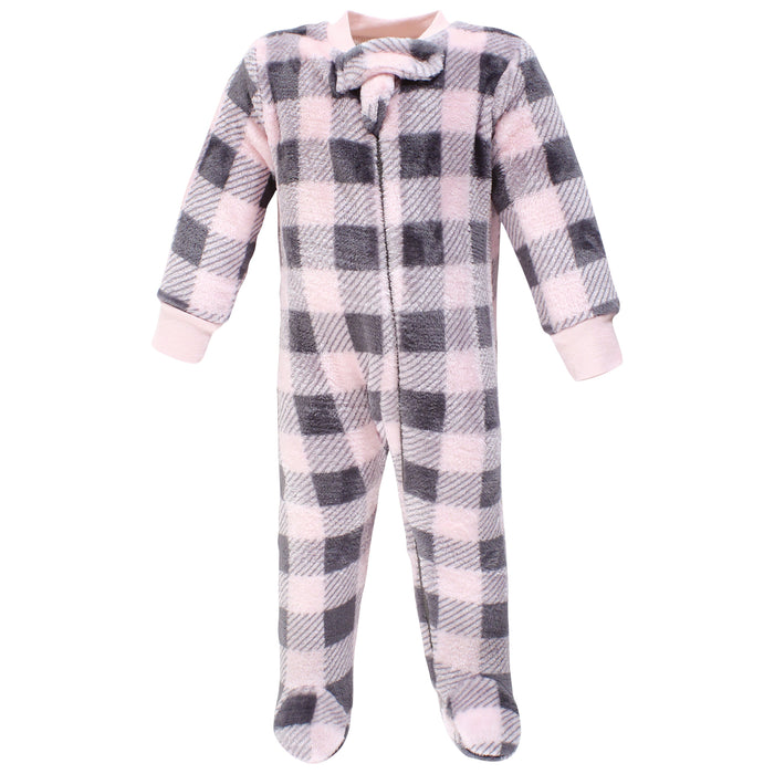 Hudson Baby Infant Girl Plush Sleep and Play, Pink Moose