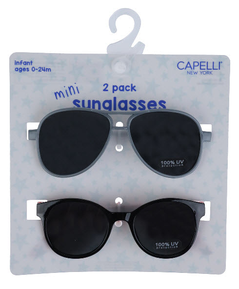 Capelli of New York 2 Pack Aviator and Round Sunglasses Set