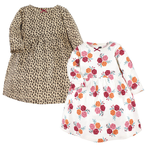 Hudson Baby Girl Cotton Dresses, Autumn Rose 2-Pack