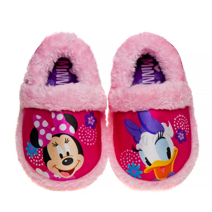 Disney Minnie Mouse Girls Slip On Slippers Fuchsia/Pink