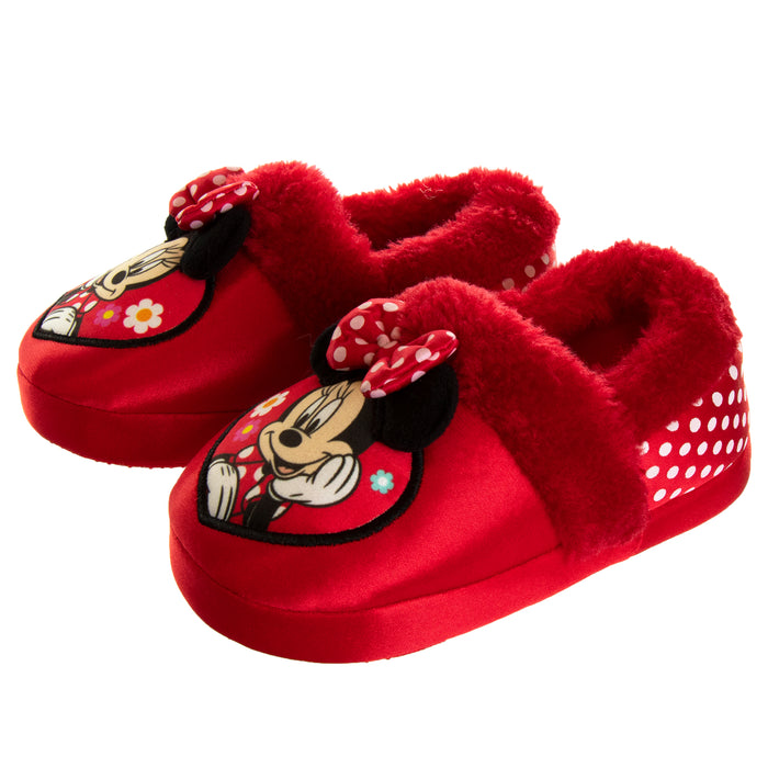 Josmo Minnie Mouse Toddler Dual Sizes Girls Slippers Red