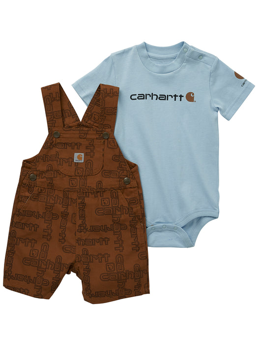 Carhartt Short-Sleeve Bodysuit and Canvas Shortall Set